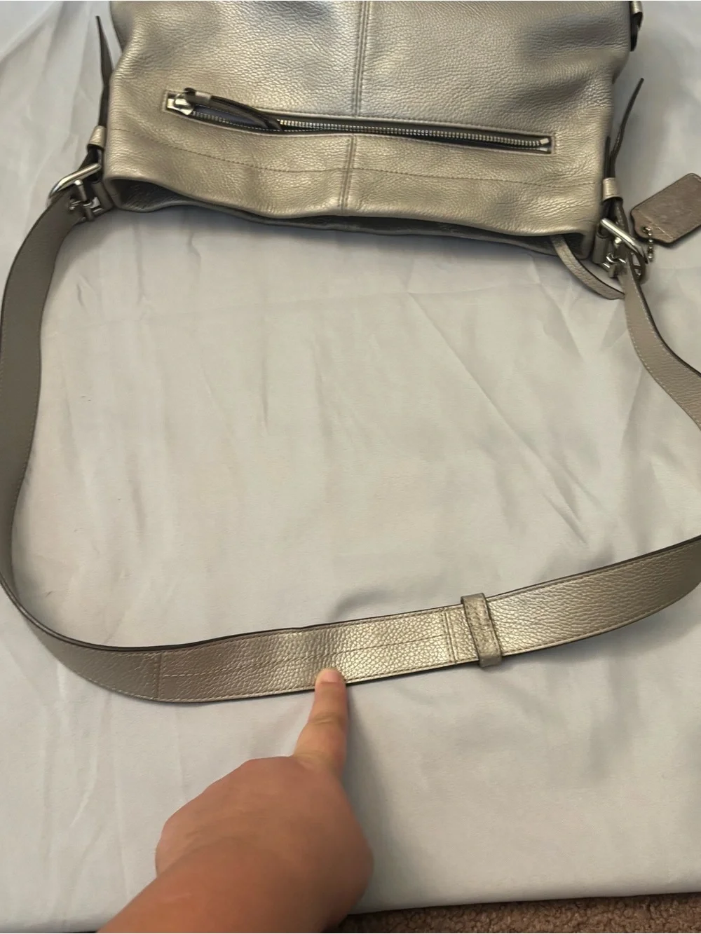 Coach Pewter Silver Pebbled Leather Hobo Shoulder Bag F15064 Y2K Purse
